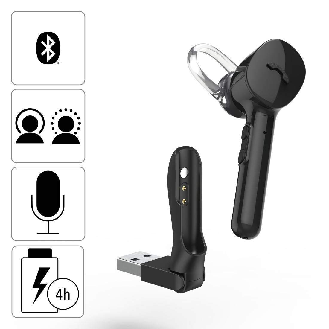 hama 00184149 Mono-Bluetooth®-Headset "MyVoice1300", Multipoint, Sprachsteuerung, Schwarz-1
