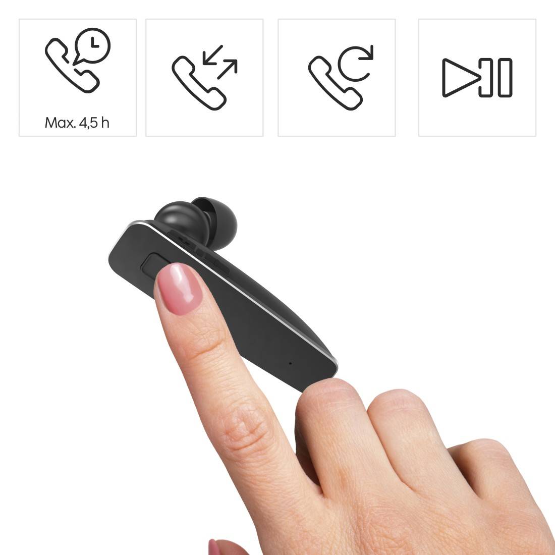 hama 00184110 Mono-Bluetooth®-Headset "MyVoice2100", Multipoint, Sprachsteuerung, Schwarz-1