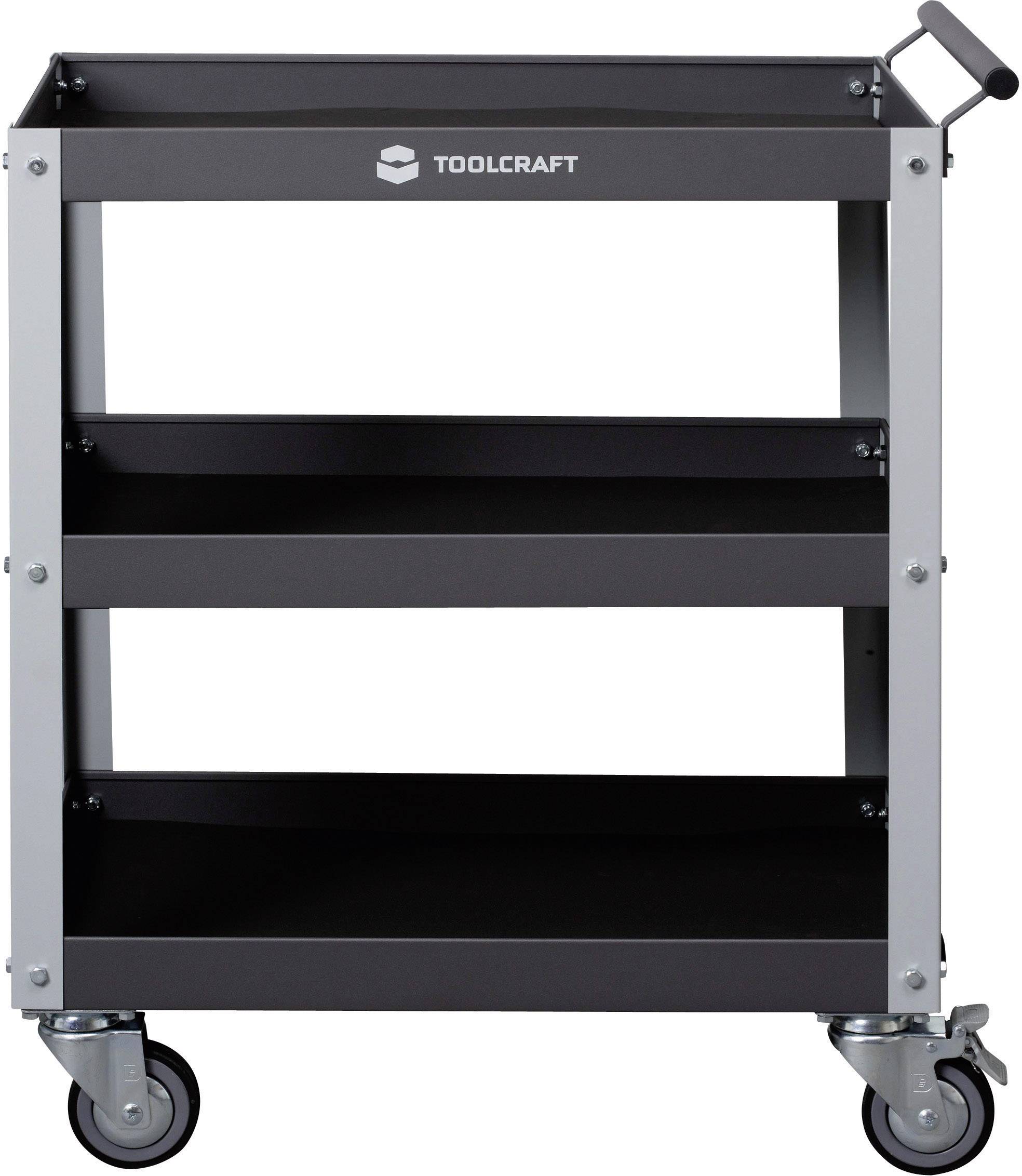 Servante d'atelier grise avec le logo TOOLCRAFT sur le côté