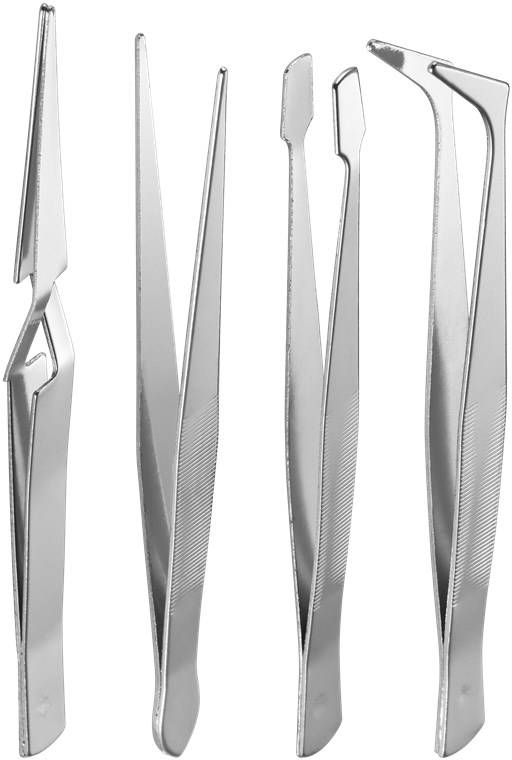 Fixpoint 77101 Pinzette für Präzision / Pinzettenset 4-teilig Spitzpinzette – Flachpinzette – Kreuzpinzette / Silber-2