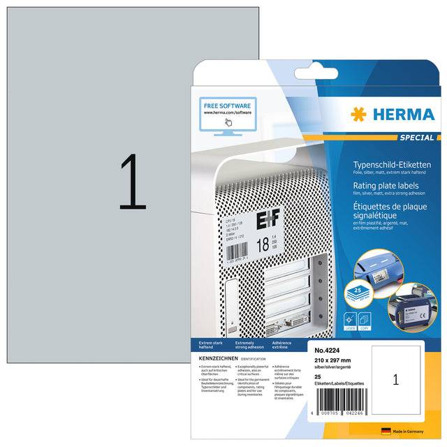 HERMA Special - Polyester - matt - permanent selbstklebend - Silber - A4 (210 x 297 mm)-9