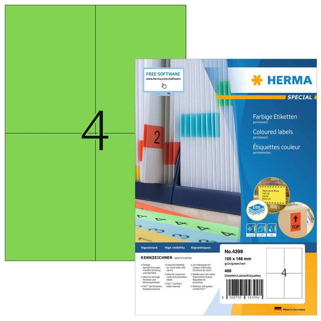 HERMA Special - Papier - matt - permanent selbstklebend - grün - A6 (105 x 148 mm)-6