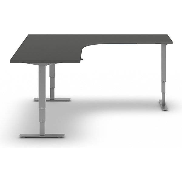 Schreibtisch Atlanta elektrisch höhenverstellbar L-Form BxT 1800 x 2000 mm dunkelgrau/silber rechts. TAKKT-2