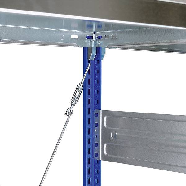 Steckregal Bauart leicht einseitig HxBxT 2000 x 1000 x 400 mm blau/verzinkt Grundregal. TAKKT Industrial &-2