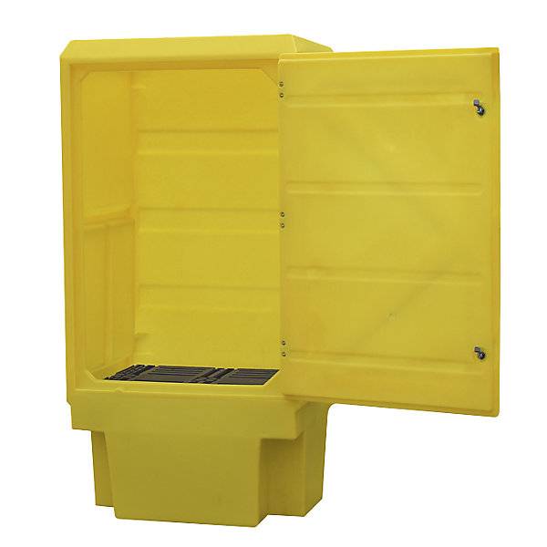 Umweltschrank aus PE Auffangvolumen 225 l für 1 x 200-l-Fass 1 PE-Wannenrost HxBxT 1835 x 920 x 740 mm. Emtez