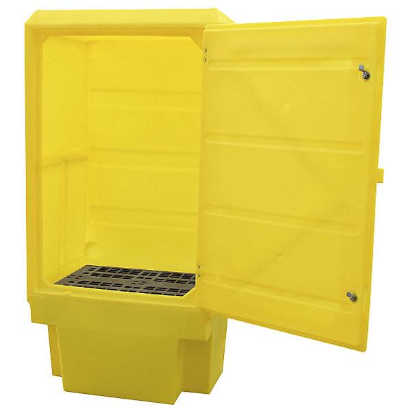 Umweltschrank aus PE Auffangvolumen 225 l für 1 x 200-l-Fass 1 PE-Wannenrost HxBxT 1835 x 920 x 740 mm. Emtez-2