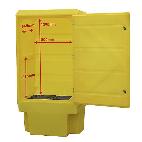 Umweltschrank aus PE Auffangvolumen 225 l für 1 x 200-l-Fass 1 PE-Wannenrost HxBxT 1835 x 920 x 740 mm. Emtez-3
