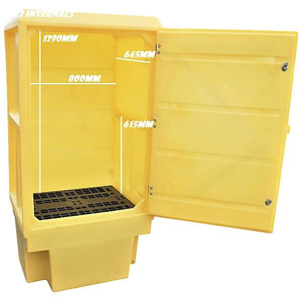 Umweltschrank aus PE Auffangvolumen 225 l für 1 x 200-l-Fass 1 PE-Wannenrost HxBxT 1835 x 920 x 740 mm. Emtez-4
