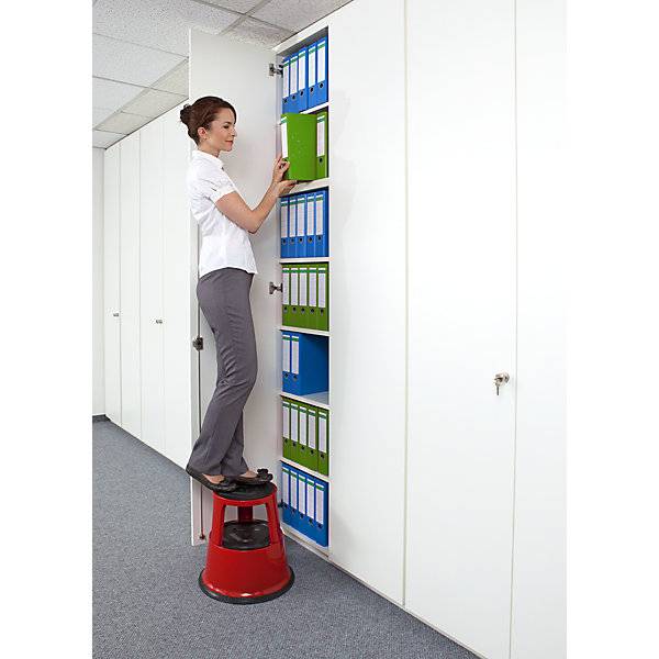 Rollhocker aus stabilem Stahlblech Tragfähigkeit 150 kg Höhe belastet 420 mm rot. TAKKT Industrial & Packaging-1