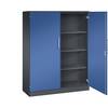 Flügeltürenschrank ASISTO Höhe 1617 mm Breite 1200 mm 3 Fachböden schwarzgrau/enzianblau. C+P 53889449