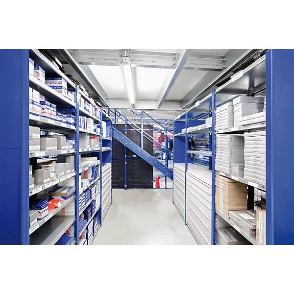 Steckregal Bauart leicht einseitig HxBxT 2000 x 1000 x 400 mm blau/verzinkt Anbauregal. TAKKT Industrial &-2