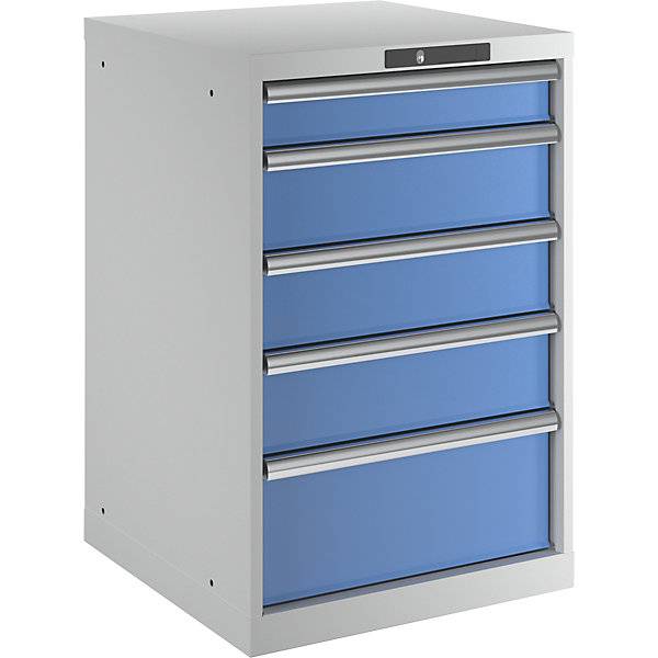 Schubladenschrank 5 Schubladen BxTxH 564 x 572 x 850 mm lichtgrau / lichtblau. Lista GmbH 11656349-3