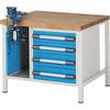 Werkbank Gestellbauweise Serie 8000 4 Schubladen: 2 x 120 2 x 150 mm 1 Schraubstock (Klapp-Lift) BxT 1000 x