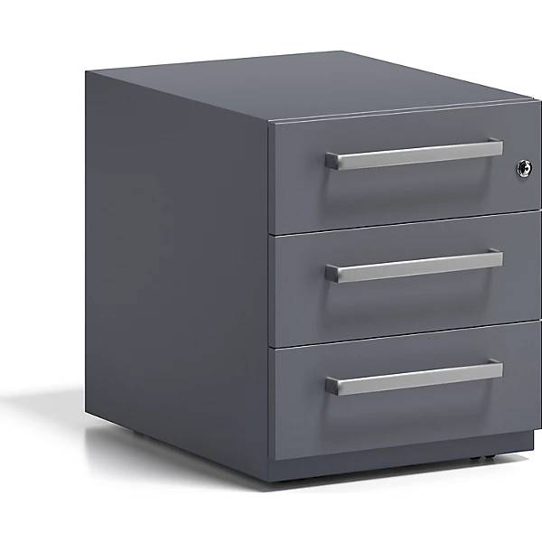 Rollcontainer Note™ mit 3 Universalschubladen HxBxT 495 x 420 x 565 mm mit Griff anthrazitgrau. Bisley GmbH-2