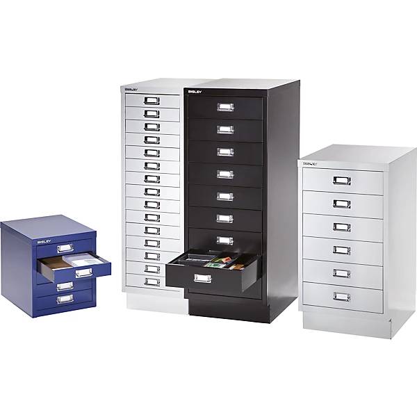 MultiDrawer™ 39er Serie mit Sockel DIN A3 9 Schubladen lichtgrau schwarz. Bisley GmbH 65127449-2