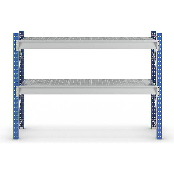 Schwerlast-Großfachregal mit Drahtgitterauflagen Rahmenfarbe Blau HxBxT 1996 x 2860 x 1000 mm Grundregal. MAN-1