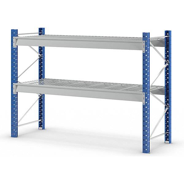 Schwerlast-Großfachregal mit Drahtgitterauflagen Rahmenfarbe Blau HxBxT 1996 x 2860 x 1000 mm Grundregal. MAN-3