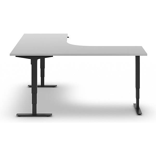 Schreibtisch Atlanta elektrisch höhenverstellbar L-Form BxT 1800 x 2000 mm lichtgrau/schwarz links. TAKKT-3