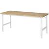 Arbeitstisch höhenverstellbar Gestell 60 x 30 mm Buchenplatte massiv BxT 2000 x 800 mm lichtgrau. Rau GmbH