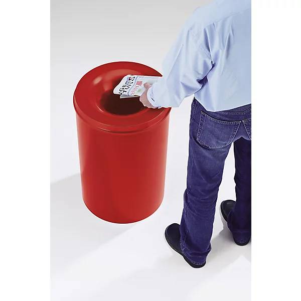 Sicherheits-Papierkorb Stahl selbstlöschend Volumen 15 l HxØ 360 x 255 mm Korpus silber / Löschkopf silber.-1