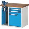 Werkbank mit Schraubstockschrank Baukastensystem Serie 7000 1 Standcontainer mit 2 Schubladen + Tür 1