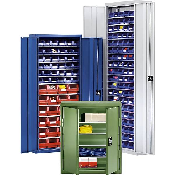 Materialschrank mit Lagerkästen Höhe 780 mm 6 Fachböden lichtgrau. TAKKT Industrial & Packaging GmbH 61012049-2