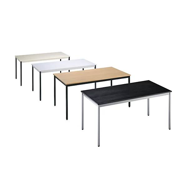 Mehrzwecktisch rechteckig BxH 1200 x 740 mm Tiefe 600 mm Platte Ahorn-Dekor Gestell weißaluminium. TAKKT-0
