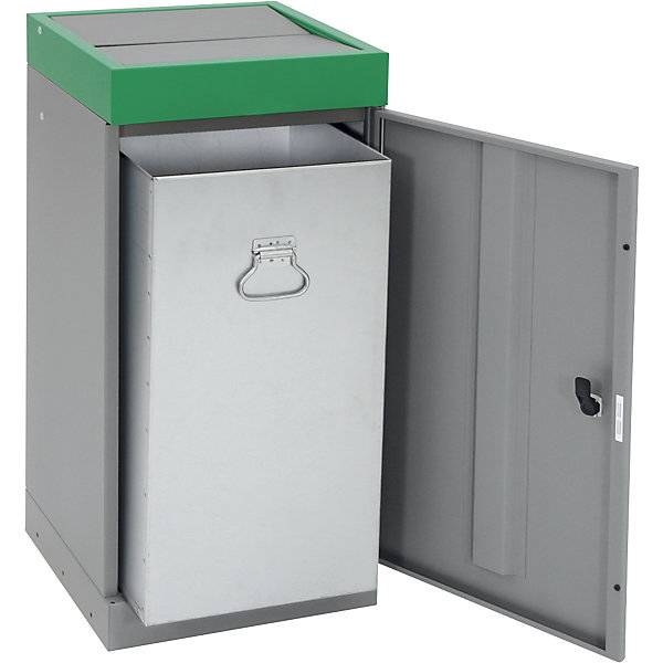 Wertstoffsammler mit Flügeltür einzeln Volumen 30 l Volumen 70 l Deckelfarbe Grün. Stumpf Metall GmbH
