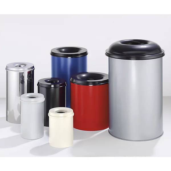 Sicherheits-Papierkorb Stahl selbstlöschend Volumen 15 l HxØ 360 x 255 mm Korpus silber / Löschkopf silber.-2