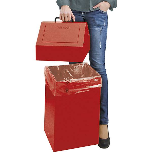 Wertstoffbehälter mit Einwurfklappe Volumen 45 l rot BxH 330 x 640 mm stationär. Stumpf Metall GmbH 75491049-3