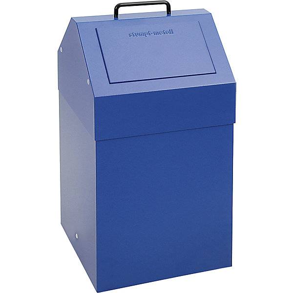 Wertstoffbehälter mit Einwurfklappe Volumen 45 l blau BxH 330 x 640 mm stationär. Stumpf Metall GmbH 61444849