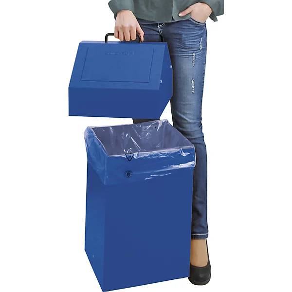 Wertstoffbehälter mit Einwurfklappe Volumen 45 l blau BxH 330 x 640 mm stationär. Stumpf Metall GmbH 61444849-3