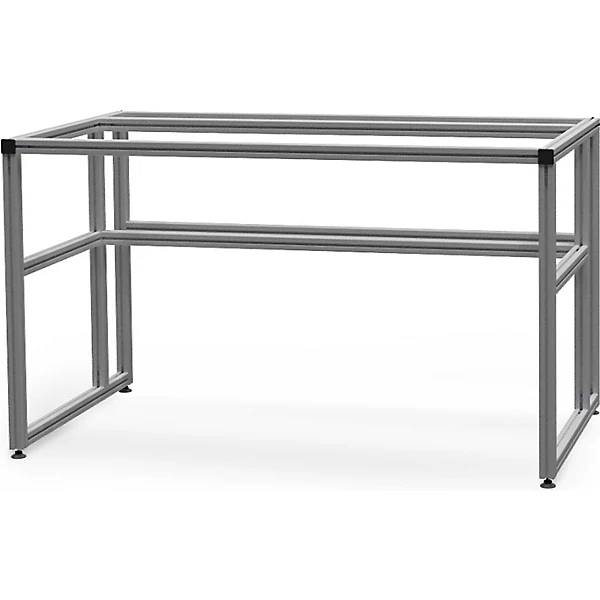 workalu® Arbeitstisch mit Systemaufbau einseitig Lochwand und Arbeitsplatzleuchte Plattenbreite 1250 mm.-1