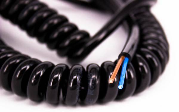Spiralkabel 2x4mm² PUR 500mm/2000mm Schwarz