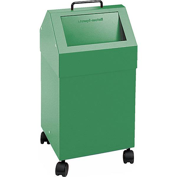 Wertstoffbehälter mit Einwurfklappe Volumen 45 l grün BxH 330 x 710 mm fahrbar. Stumpf Metall GmbH 75491749-1