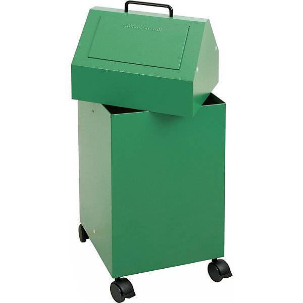 Wertstoffbehälter mit Einwurfklappe Volumen 45 l grün BxH 330 x 710 mm fahrbar. Stumpf Metall GmbH 75491749-2