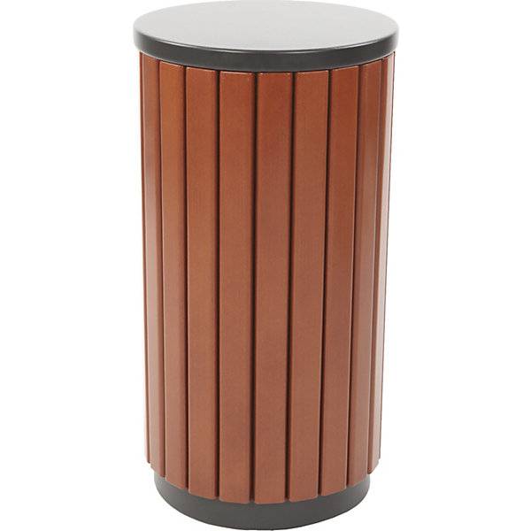 Outdoor-Abfallsammler Holz-Optik Volumen 33 l rund einseitige Einwurföffnung. Vepa Bins Groothandel B.V.-3