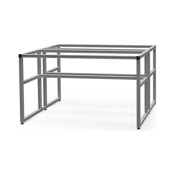 workalu® Arbeitstisch mit Systemaufbau doppelseitig Energieleiste Lochwand Magnetwand 2 Schwenkarme 2-3