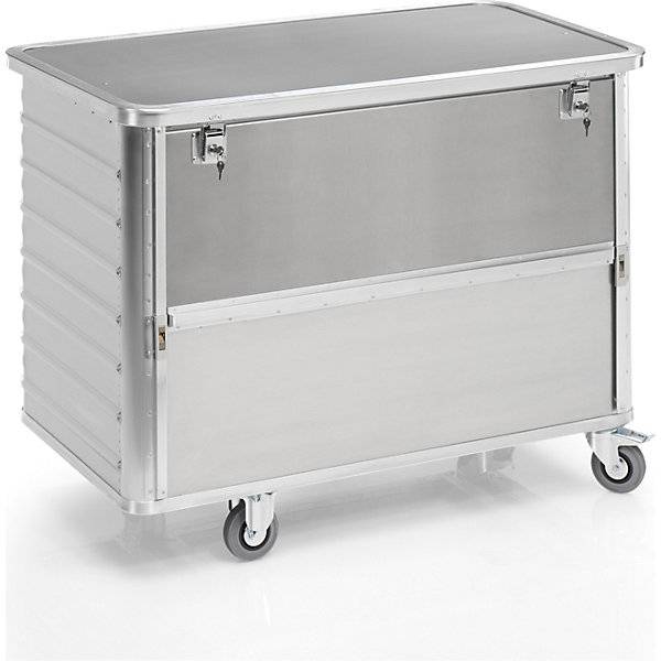 Alu-Kastenwagen absenkbare Seitenwand mit Deckel abschließbar Volumen 650 l. Gmoehling Transportgeraete |-0