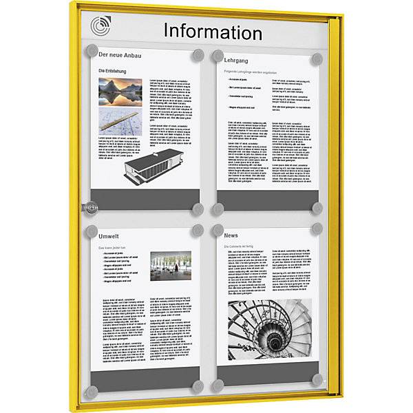 Schaukasten für innen für Format 2 x 2 DIN A4 Rahmen gelb. Schaar-Design 11416449-0