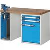 Werkbank mit Schraubstockschrank Baukastensystem Serie 7000 1 Standcontainer mit 2 Schubladen + Tür 1