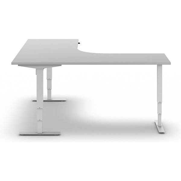 Schreibtisch Atlanta elektrisch höhenverstellbar L-Form BxT 1800 x 2000 mm lichtgrau/weiß links. TAKKT-4
