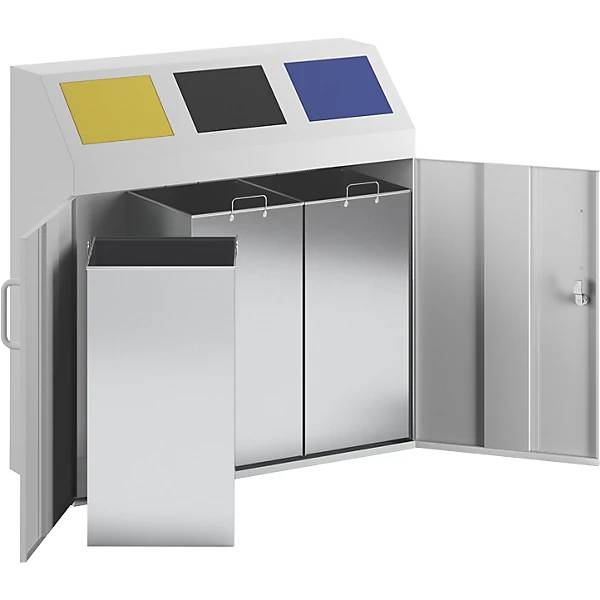 Wertstoffsammelschrank Volumen 3 x 50 l lichtgrau RAL 7035. TAKKT Industrial & Packaging GmbH 49958949