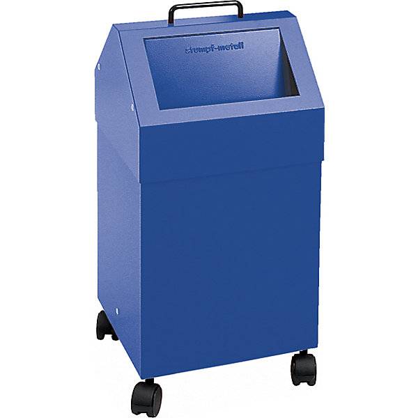 Wertstoffbehälter mit Einwurfklappe Volumen 45 l blau BxH 330 x 710 mm fahrbar. Stumpf Metall GmbH 61444949-1