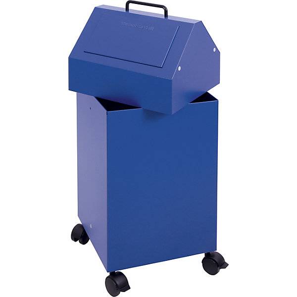 Wertstoffbehälter mit Einwurfklappe Volumen 45 l blau BxH 330 x 710 mm fahrbar. Stumpf Metall GmbH 61444949-2