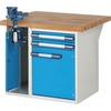 Werkbank mit Schraubstockschrank Baukastensystem Serie 7000 1 Standcontainer mit 2 Schubladen + Tür 1