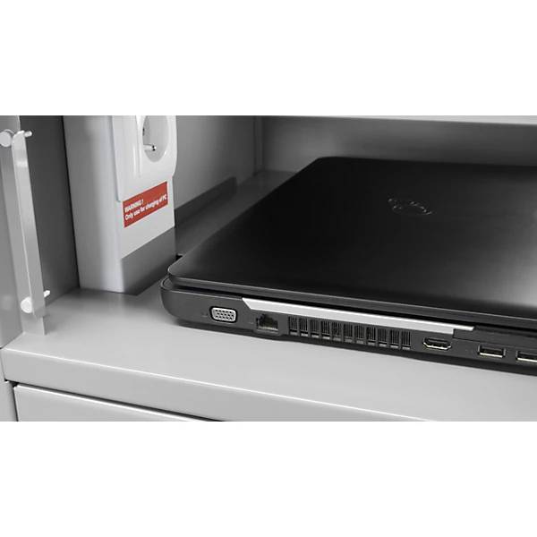 Laptop-Ladeschrank mit 10 Fächern lichtgrau / verkehrsrot. rotstahl GmbH 54092049-2