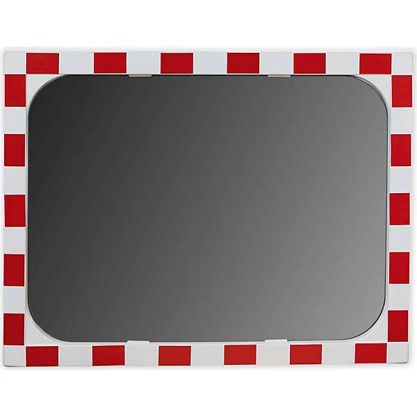 Verkehrsspiegel Spiegel aus Sekurit Rahmen aus Kunststoff rot reflektierend Spiegelmaße BxH 800 x 600 mm.-0