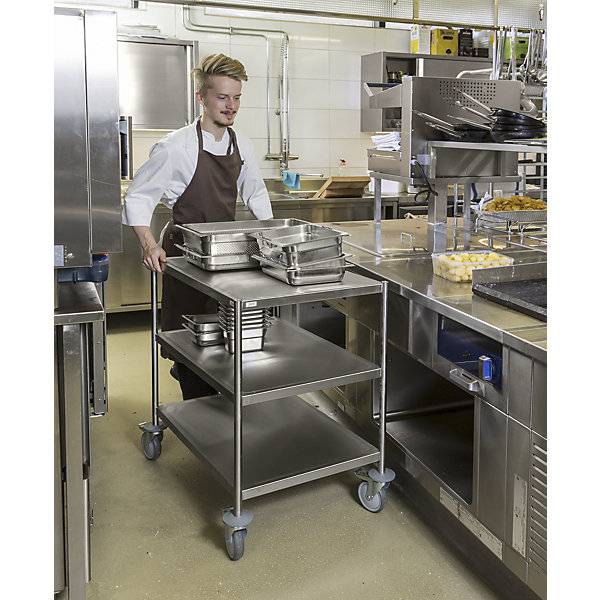 Edelstahl-Etagenwagen verschweißt LxBxH 825 x 575 x 1010 mm 3 Etagen. KONGAMEK AB 52676149-1