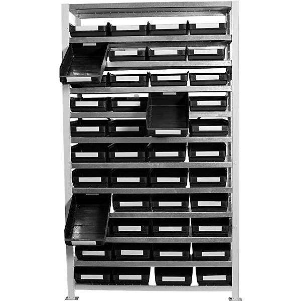 Steckregal mit ESD Sichtlagerkästen HxBxT 1790 x 1000 x 400 mm 44 Sichtlagerkästen. STEMO Lagerstandard GmbH-3
